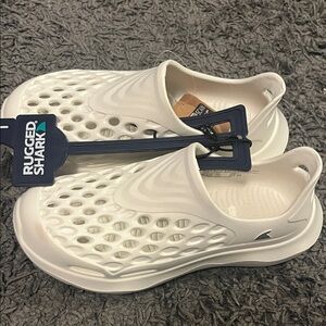 🤍Rugged Shark Kids White Slip-On Sandals - Lightweight Water Clogs